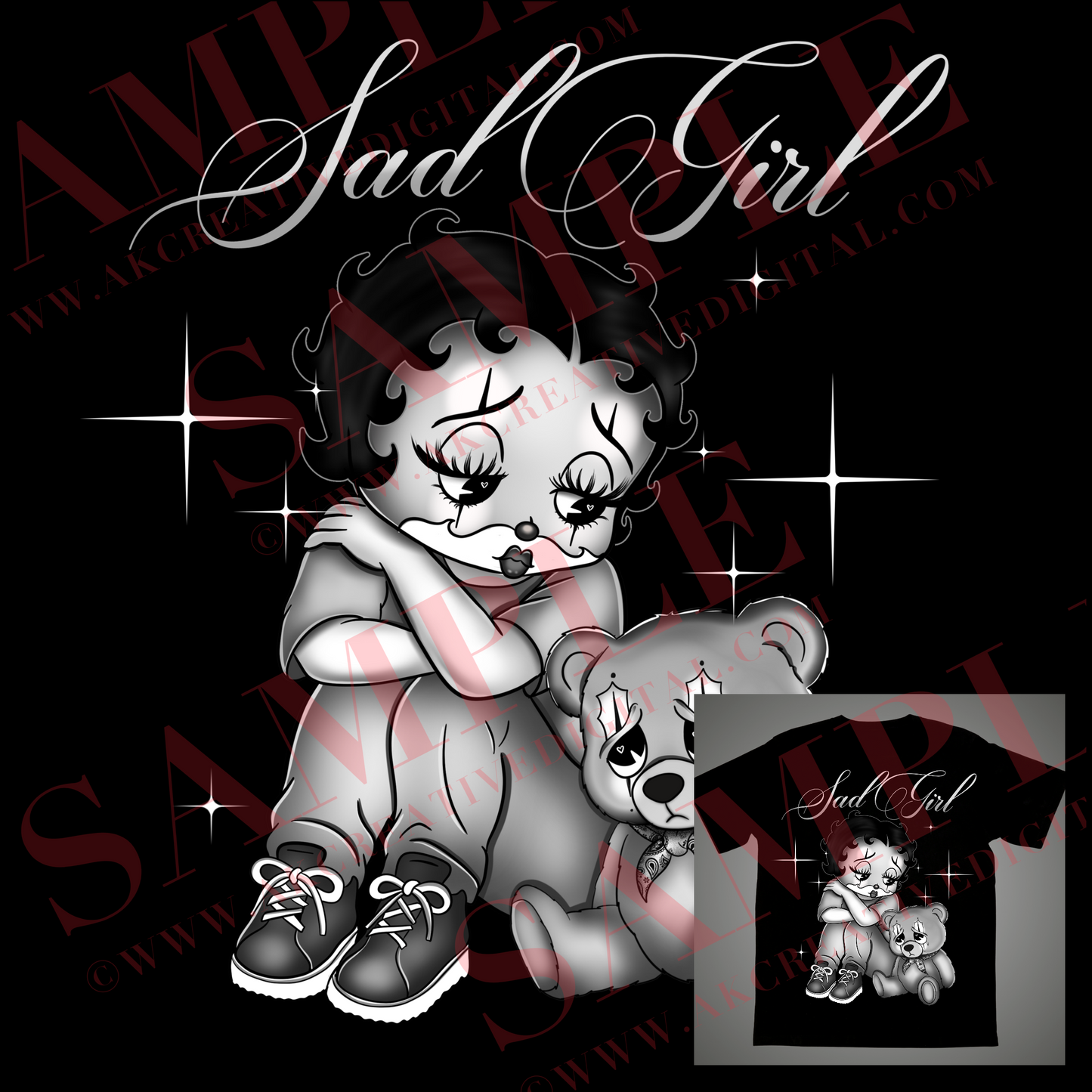 Sad Girl Digital Art 3 designs (ONE BUYER ONLY)