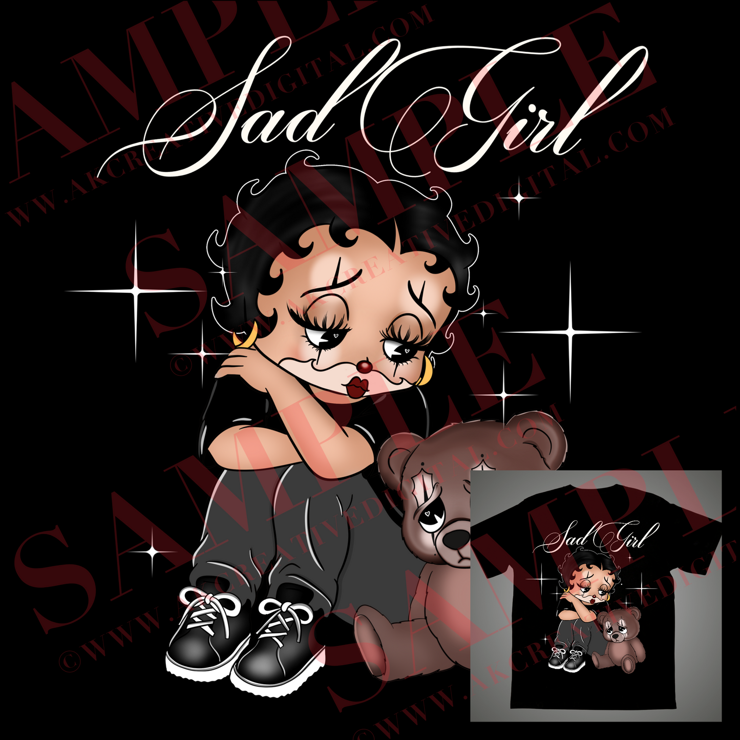 Sad Girl Digital Art  3 designs (ONE BUYER ONLY)